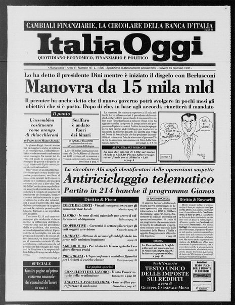 Italia oggi : quotidiano di economia finanza e politica